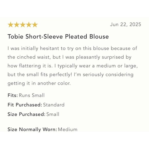 NWT Size S -The Tobie Cotton Short-Sleeve Pleated Blouse Exquise (NWT US$ 138) - Picture 2 of 16